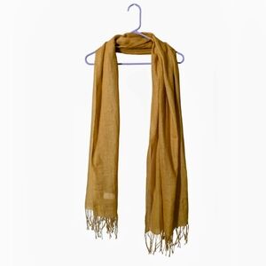 NaturallyKnotty Women's OS Vintage Muted-Yellow Fringed Neck Wrap Scarf Shawl